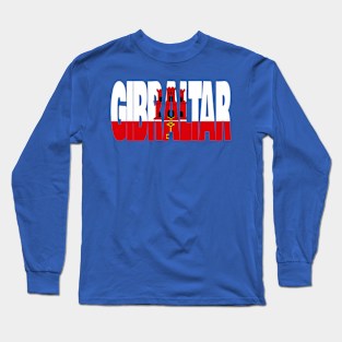 Gibraltar flag stencil Long Sleeve T-Shirt